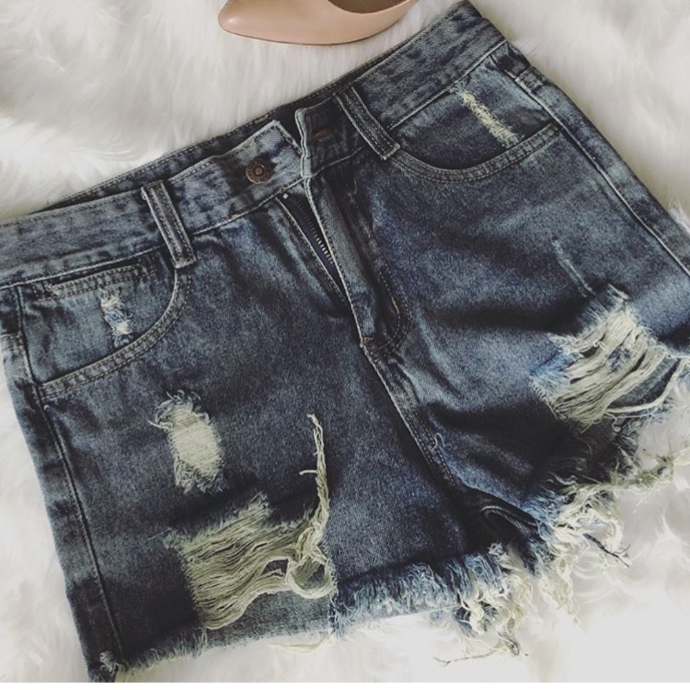 Distressed Denim Shorts